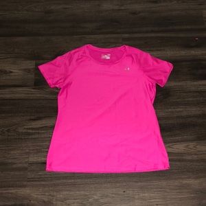 Under Armour. Hot pink fitted tee. Size L.